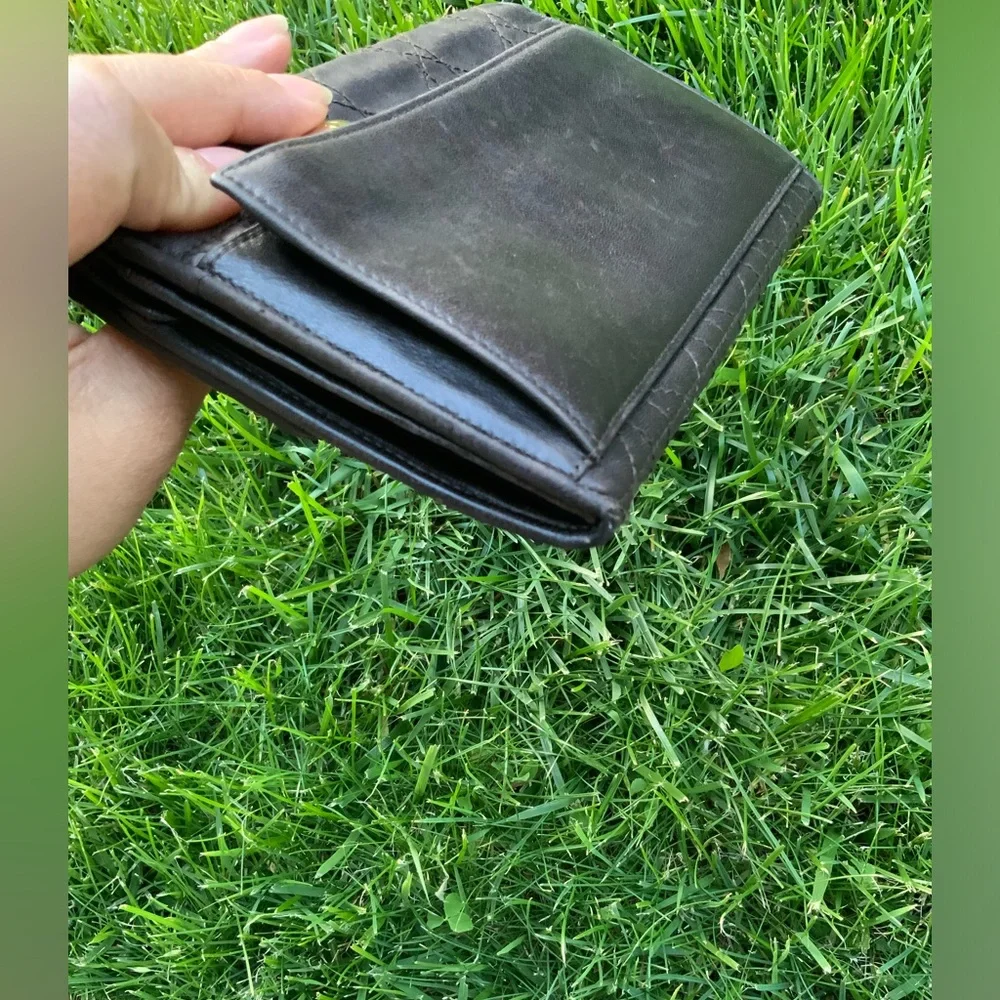 Christian Dior Vintage Cannage Long Wallet Black Leather Unisex.